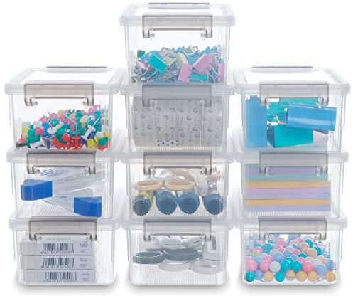 Citylife 10er-Set 500ML Aufbewahrungsbox mit Deckel Klein, Stapelbar Transparente Griff Clips Kleinteile Kiste Elastisch, Robust Plastik Boxen für Bastelsachen gekauft, 13.5 x 8 x 5.5cm