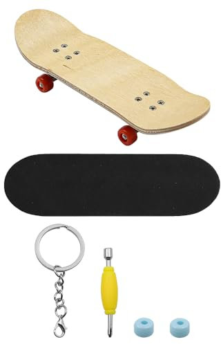 Tiardey Mini-Finger-Skateboard, Griffbrett aus Ahornholzlegierung, Profi-Fingerbrett mit rutschfester PU-Box, reduziert den Druck, geeignet zum Verschenken an Freunde und Familie