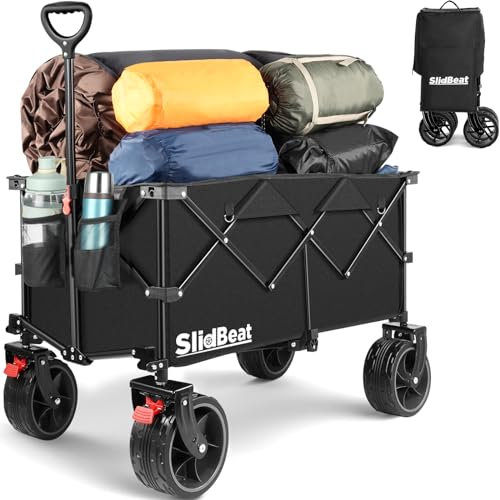 200L Heavy Duty Trolley with Big Universal Wheels, Handle Triangle Structure, Beach Camping Festival Trolley Cart, Rebound Handle Garden Foldable Pull Along Wagon