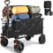 200L Heavy Duty Trolley with Big Universal Wheels, Handle Triangle Structure, Beach Camping Festival Trolley Cart, Rebound Handle Garden Foldable Pull Along Wagon