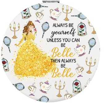 Beauty Movie Kompaktspiegel, Tier-Fans, Geschenk, Glocke, Prinzessin, Make-up-Spiegel, Märchen, Taschenspiegel für Reisen (Always Be Bellle Mirror 1 UK)