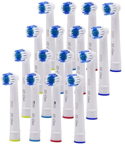 ZZ-Clan Aufsteckbürsten kompatibel mit Oral-B - Ersatzbürsten für elektrische Zahnbürsten, Precision Clean, Vitality & Professional – Aufsätze (16 Bürstenköpfe)