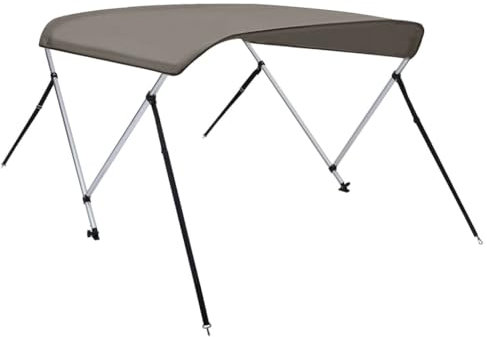 vidaXL Toldo Bimini de 2 Arcos, Capota Impermeable para Barco con Paredes Laterales, Cubierta para Barca, Protección contra Granizo Lluvia UV, Gris
