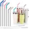 Tomorotec 6-Pack Stainless Steel Reusable Straw with Silicone Tip 3 Sizes, Metal Drinking Straws Fit for Stanley Quencher Tumblers 40oz, 30oz, 20oz, 14oz, Cleaning Brushes Included (Morandi)
