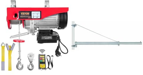 VEVOR Treuil à Câble Électrique 1000 kg Palan Électrique avec Télécommande sans Fil & Einhell Fixation équerre pour potence GT-SA 1200 - Longeur 110 cm - portée à 750 mm : 600 kg max. - 1100 mm
