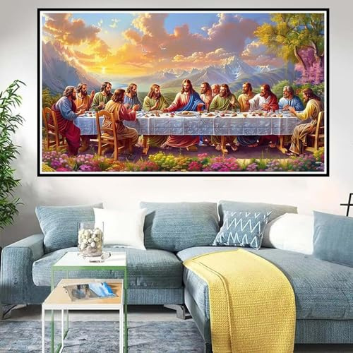 5D Diamond Painting Erwachsene Das Letzte Abendmahl Diamond Painting Set 40x70cm, DIY Diamond Painting Kinder Erwachsene Kreuzstich Stickerei Kunst Malerei Geschenke,Zimmer Wand Deko Aesthetic - D-286
