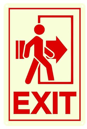 Bidesign In Exit-Schild, leuchtet im Dunkeln, beleuchtet, nachleuchtend, vertikal, Projektionsschild, Verwendung für Zuhause, Büro, Flur, Geschäft, PVC, für den Innen- und Außenbereich, 30,5 x 20,3