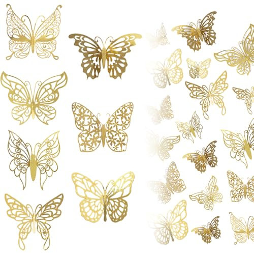 TRKETK 84 Pezzi Decoro da Parete a Farfalla, Adesivi Rimovibili con 3 Diverse Dimensioni Adesivi Murali Farfalla per Casa 3D Farfalle Decorazioni Adesivi Murali per Casa, Camera da Letto, Decorazione