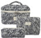 Rockreyoa Reise Kosmetiktasche Coquette Kosmetiktasche aus Baumwolle Groß Make Up Tasche Organizer mit Bürstenfach Kawaii Kulturbeutel Blumen Gesteppte Kulturtasche Schwarze Rosen 26 * 7 * 18cm