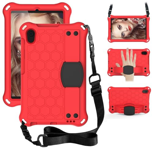 Funda para tablet Huawei MatePad T8 de 8 pulgadas 2020 para niños, funda ligera de EVA a prueba de golpes con soporte de asa para Huawei MatePad T8 de 8 pulgadas 2020 (rojo + negro)