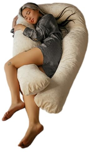 YANA 360° Body Pillow | Luxury U Shaped Pregnancy Pillow - Organic Bamboo Cotton - Shredded Cooling Gel Fill - Ergonomic Design - Double Sided - Washable