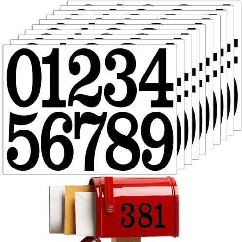 100 Stück Groß Zahlen Aufkleber,75 mm,10 Blätter 0-9 Klebezahlen Wetterfest Sticker,Number stickers,Selbstklebende Zahlen für Mülleimer,Briefkasten,Hausnummer (Schwarz)