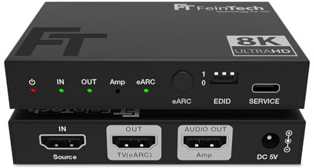 FeinTech AX211 HDMI 2.1 Audio Extractor (HDMI-Audio Output) Splitter 1 in 2 out 8K 4K 120Hz eARC