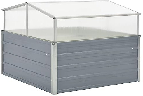puraday Serre de jardin - 100 x 100 x 85 cm - En acier galvanisé - Protection contre le gel - Pour plantes - Protection hivernale - Pour tomates, balcons, terrasses - Gris
