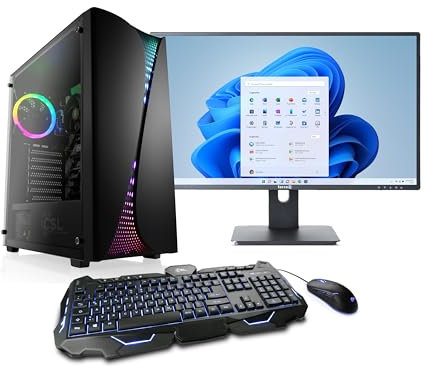 Basic Gaming PC mit Windows 11 Home | AMD Ryzen 5 PRO 4650G 6x3.7GHz | Radeon | 500GB M.2 NVMe | 1TB HDD | 16GB DDR4 RAM | 24 TFT | Maus & Tastatur | WLAN, Computer Desktop Rechner für Gamer | A10140