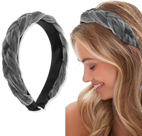 ORGYAML Bandeaux Tressés pour Femmes Anneau à Cheveux tete-Bandeau en Velour, en Velours Bandeaux élastiques Croisés Accessoires Gris