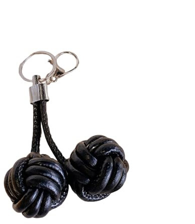 Dusarls Einzigartiger Monkey Fist Knebel Ball Schlüssel Bund; Hergestellt aus haltbarem Leder, ideales Rucksack zubehör oder Geschenk