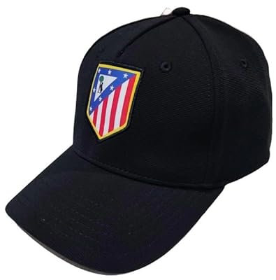 Atlético de Madrid, verstellbare Kappe, Erwachsenengröße, gesticktes Wappen, offizielles Produkt, Schwarz , One size