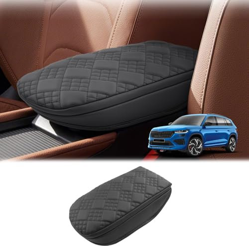 GAFAT Kompatibel mit Neu Skoda Kodiaq ii 2024 2025 2026 Mittelarmlehne Abdeckung, Kodiaq 2 RS/Sportline Mittelkonsole Armlehne Schutz Leder Polster, 3CM Erhöht Verdickt Müdigkeit lindern