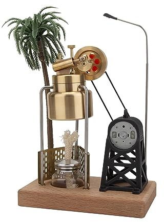 Joytopiaminds Retrol Dampfmaschinen-Modellbausatz, Mini-Dreibein-Schwenk-Dampfmaschine mit Kessel und Generator, Dampfbetriebenes Beleuchtungsset für Erwachsene