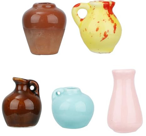 Tinoaly 5pcs Mini Ceramic Vase Magnets for Fridge, Cute Funny Mini Magnetic Vases Tiny 3D Plant Vase Small Flowers Vases Decorations for Home Office Kitchen Refrigerator Locker Decor