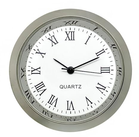 Neue Mini Runde Metall Quarz Lünette Uhr Uhr Bewegung Einsatz Chrom Silber Schwarz Römische Ziffern Batterie Funktioniert (27mm Einsatz Für Ein 24,5mm Loch)