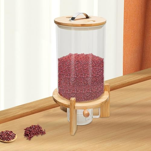 SAUADY Distributeur de céréales pour le stockage de riz, farine, noix, grains de café, couleur bois, 7,5 l, 20 x 30 cm