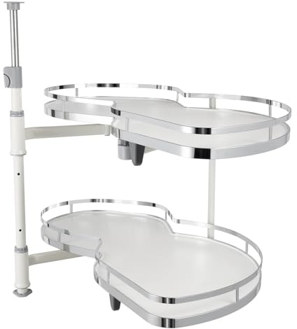 DHQCQL Blind Corner Cabinet Pull Out, 2 Tiers Corner Cupboard Pull Out Storage, Height Adjustable Swing Tray for Cabinet 36inch, Modern Flying Saucer Soft Close Kitchen Blind Organizer (Rigth Open)