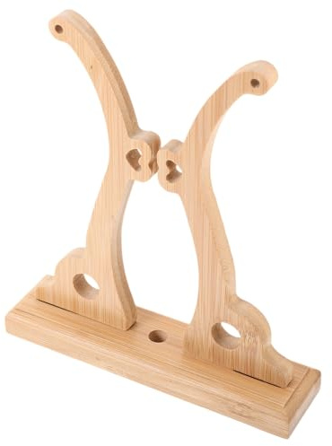 ANDRESLAD Elegant Japanese Fan Holder Stand for Desktop and Table Display Smooth Burr Wooden Base Lightweight Folding Fan Rack for Vintage Chinese Style Decor and Gift