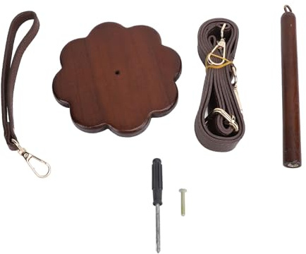 Kuuleyn Wrist Yarn Holder Walnut, Wood Portable Spinner,Lightweight Compact Minder Crocheting Knitting Tool Crossbody Strap Adjustable Buckle Smooth Finish Ergonomic Design