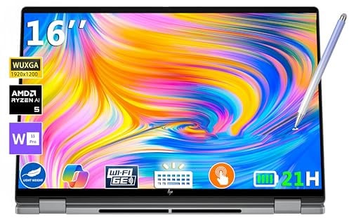 HP 2025 Envy OmniBook X Flip 2-in-1 Laptop 16 FHD+ Touch, Copilot+ PC, AMD Ryzen AI 5 340, 16 GB di RAM, 1 TB SSD, AMD Radeon 840M, batteria 21H, Win 11 Pro, con penna stilo