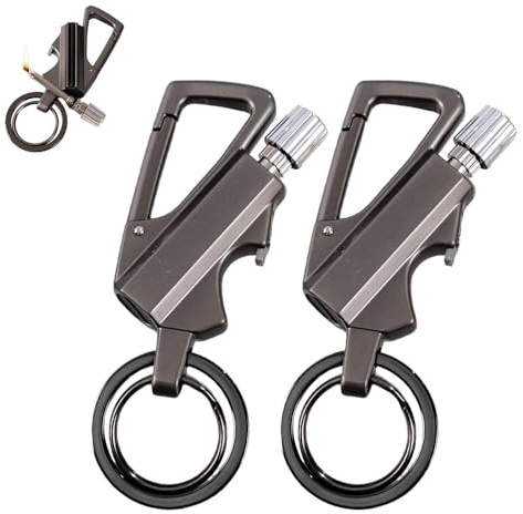Schlüsselanhänger Feuerzeug, Ewiges Streichholz, Petroleum Feuerzeug Mit Permanentem Streichholz, Tragbar Und Wiederverwendbar, Wasser- Und Winddicht, Mit Multitool-Flaschenöffner (Schwarz*2)
