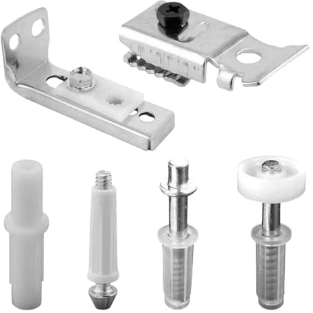 Bifold Door Hardware Repair Kit - 6 Pcs Replacement Parts with 3/8 Pivots, 7/8-1 Guide Wheel & Mounting Brackets for Bifold Door Repair