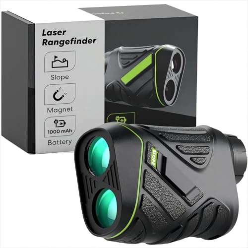 Golf Entfernungsmesser mit Laser Hangmessung 1200 Yards Entfernungsmesser Golf und Jagd Laser Rangefinder Golf 7 Fach Vergrößerung Fahnen Erkennung mit Vibration USB C Akku Magnetisch IP54