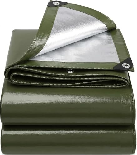 4x6m Lona Impermeable y Resistente de Polietileno 130 g/m² – Verde Militar – Anti-UV y antiheladas – con Ojales metálicos Reforzados – Multiusos para jardín, Camping, Muebles, Coches