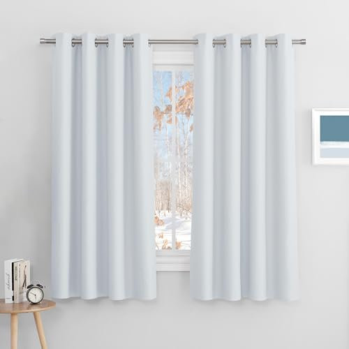 PONY DANCE Wohnzimmer Gardinen mit Ösen Verdunkelungsvorhang Kurz Gardienen 2-Set Blickdichte Vorhänge Schlafzimmer Blackout Curtain, H 158 x B 132 cm