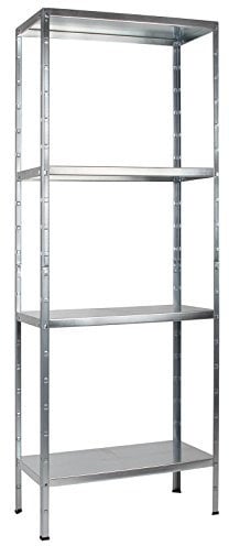 SCHULTE Regalwelt Steckregal mit 4 PowerMAX Fachböden, 60 kg Tragkraft, 180x60x40 cm (HxBxT), verzinkt, Lagerregal, Werkstattregal, Kellerregal, Garagenregal, Metallregal