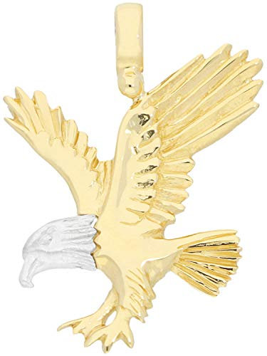 My Gold Herren Anhänger Adler Gold 750 Echtes Gelbgold Weissgold (18 Karat) Bicolor 35mm x 25mm (Ohne Kette) Wild Eagle A-08000-G563