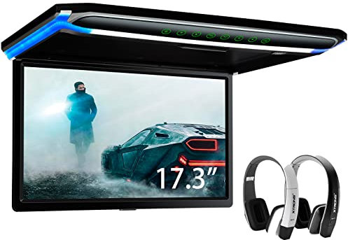 XTRONS® 17,3 pollici 16:9 ultra-sottile FHD schermo TFT digitale 1080p video auto overhead player monitor montato sul tetto porta HDMI 1920 * 1080 Full ad alta definizione nuova versione cuffie IR