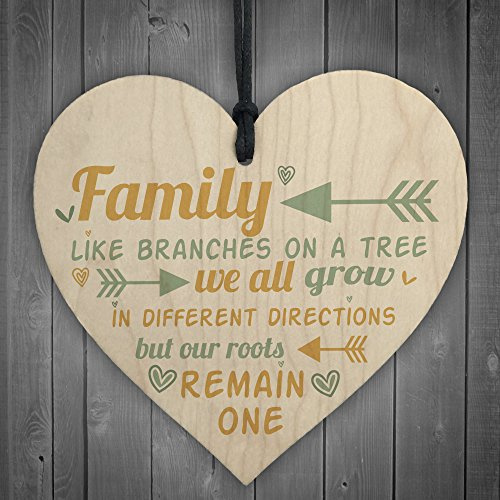 Red Ocean Family Remain One House Warming Wooden Hanging Heart Sign Friendship Neighbour Gift