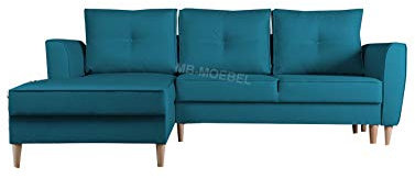 mb-moebel Ecksofa mit Schlaffunktion Eckcouch mit zwei Bettkasten Sofa Couch Wohnlandschaft L-Form Polsterecke THEO (Malmo 85, Ecksofa Links)