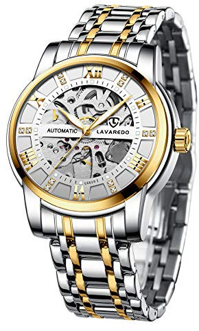 A ALPS Herren-Armbanduhr, Skelett, luxuriös, mechanisch, Edelstahl, wasserdicht, Schwarz, automatische Selbstaufzug, römische Ziffern, Diamant-Zifferblatt, selbstaufziehende, automatische Uhr