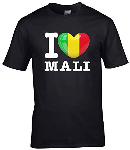 FanShirts4u Herren T-Shirt - I Love Mali - WM Trikot Liebe Herz Heart (4XL, Schwarz - I Love Mali)