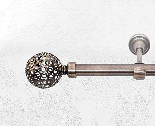 ALOHA Gardinenstange Vorhangstange 19mm Wandmontage, EIN/ZWEI-läufig, Inox, Satin, Golden, Weiß, Länge: 120-600cm, ohne Ringe (120cm / Hawaii/Golden / 1-läufig)