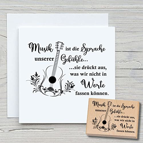 NEWSTAMPS Stempel Musik ist die Sprache Motivstempel groß aus Holz & Gummi zum Karten basteln, Holzstempel, Sprüche, Spruchstempel, Textstempel, Schrift, Scrapbook, Textilstempel, Deko