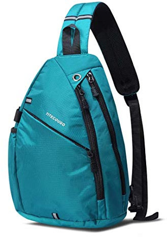 TITECOUGO Sling Backpack Travel Shoulder Bag One Strap Crossbody Bags Lightweight Chest Daypack Camp Day Packs for Women and Men Hiking Accessories Large Sky Blue