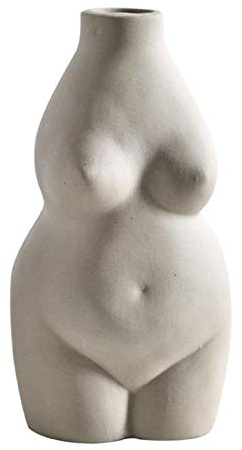 Tubayia Weibliche Körper Skulptur Vase Keramik Blumenvase Dekoration für Haus, Bar, Café (Grau)