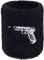 ZOCKER Schweissband Pistole Stickerei Gangster Gaming Schweißband Bestickt & Absorbierendes Frottee Though Life Black Heavy Metal Wristband Festival Gamer Geschenk Schweiß-Armband
