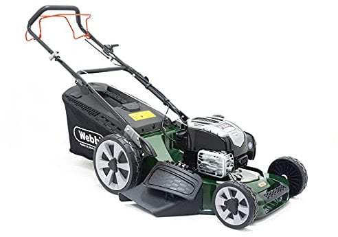 Webb WER21ALSP 21/53cm Self Propelled Alloy Deck Rotary Petrol Lawnmower, 163cc Engine, 8 Cutting Heights, 70L Collection Bag - 3 Year Guarantee