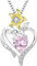 YL Collier Coeur Argent 925 couper Octobre Pierres de Naissance Rose Oxyde de Zirconium Pendentif Fleur de Lys pour Femme, Chaîne 45+3CM